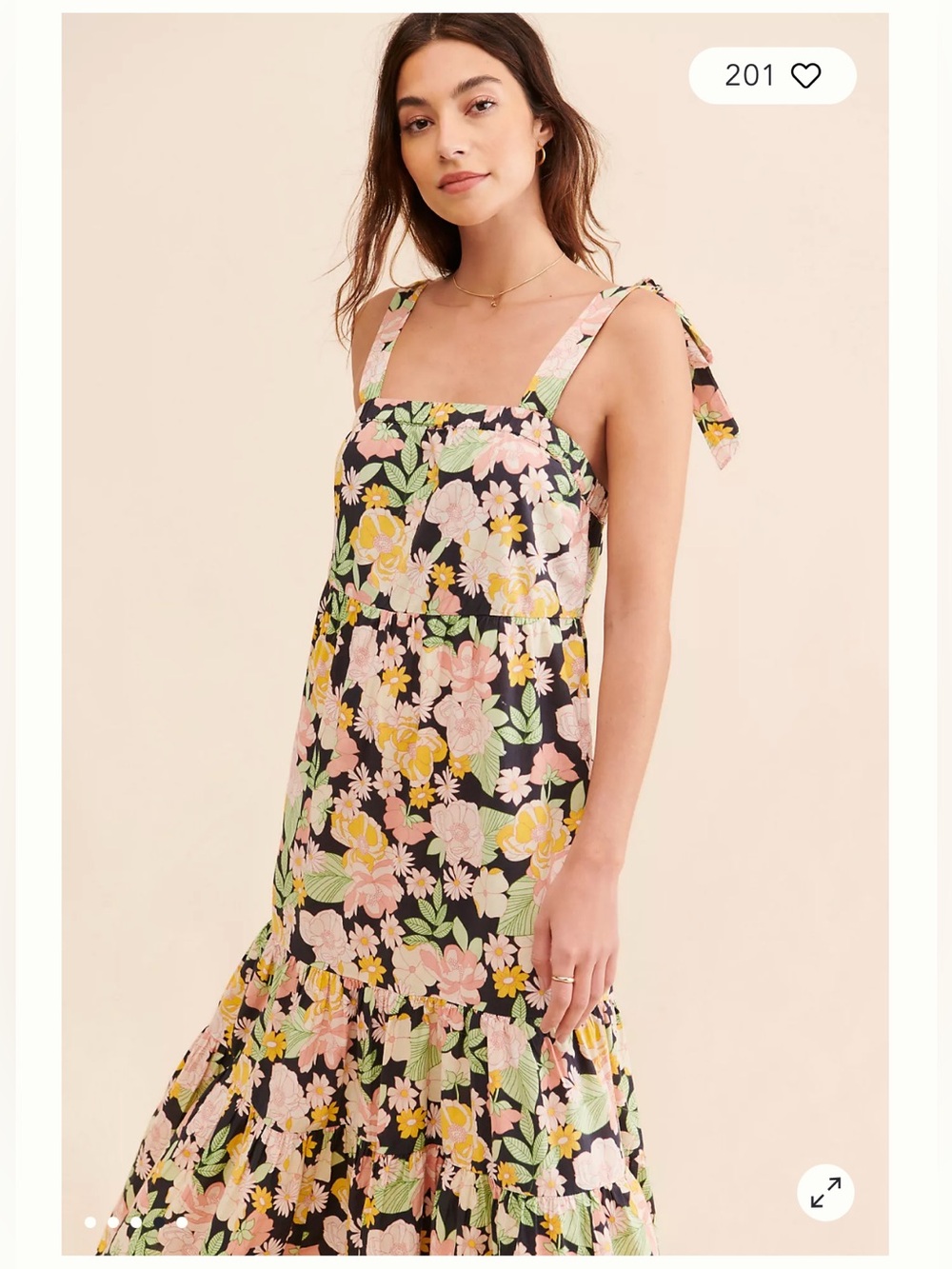 Anthropologie Black Floral Maxi Dress with Pink, Yellow & Green Print - Picture 2 of 10